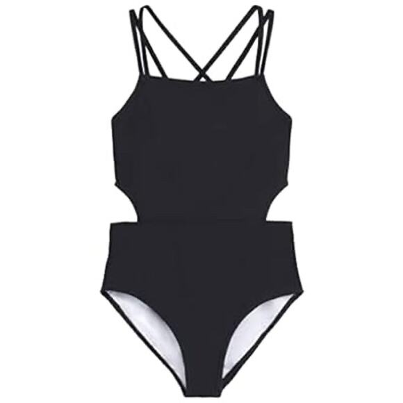 NWT Kanu Surf Girls' Waverly UPF 50+ Beach Sport Criss-Cross Tankini Size 14 - Picture 1 of 5